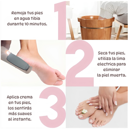 Lima Eléctrica Recargable para Pies – Removedor de Callos y Durezas